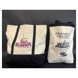 Two Black and Beige Canvas Tote Bags