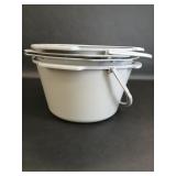 Four Plastic Gray Commode Buckets With Lid