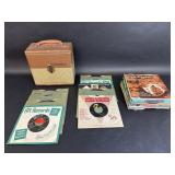 Colombia Record Player Disc Case with Records