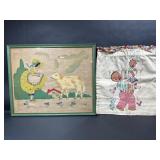 Handmade Black Americana, Girl With Sheep Framed