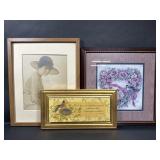 Antique Style Woman Portrait, Bird Wall Art