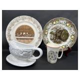 Last Supper Display Plate, Gravy Boat, Romania Mug