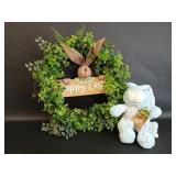 Happy Easter Wreath & Bunny Stuffed Animal