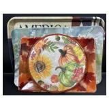 Reversible Floral Placemats, Melamine Plate, Tray