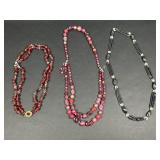 Costume Jewelry, Pink Bead Necklace, Red Bead