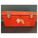 Long Red Tool Box with Tools