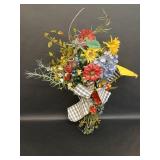 Colorful Faux Floral Bouquet With Cloth Ribbon