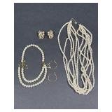 Costume Jewelry Faux Pearl Necklace, Bracelet
