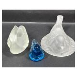 Frosted Glass Swan Candle Holder, Blue Glass Bird