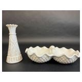 Two Divided Condiments Container&Milk Glass Vase