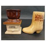 Ceramic Coffee Mill Grinder Vase, Bobby McGees