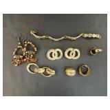 Gold Hue Jewelry Earrings, Bracelet