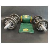 Two Cap Barbell 5lb Weights & Tv Remote Football
