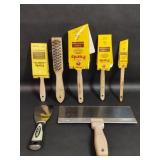 Four Purdy Paint Brushes, Paint Spatula, Brush