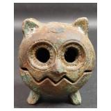 Vintage 1960 Japanese Cast Iron Owl Incense Holder