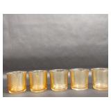 Set Of Five Amber Lustreware Glasses