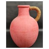 Ceramic Matte Red Vase With Wrapped Handle