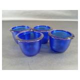 4 Cobalt Blue Glass Votive Tealight Candle Holders