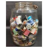 Glass Jar With Handle, Variety Of Spool Threads
