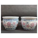 Two Ceramic Floral Chinese Planters