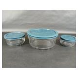 3 Pyrex Glass Food Storage Containers with Lids
