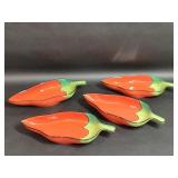 Four Hand Painted Clay Art "Chili Fiesta" Dish