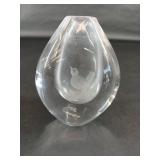 Orrefors Crystal Bud Vase Etched Bird Design