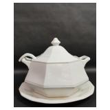 White Dover Ironstone Plate, Ceramic White Tureen