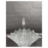 Vintage LE Smith Herringbone Feather Glass Basket