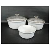 Corning Ware French White Casserole Dish Set of 3