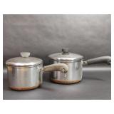 Two Revere Ware 1801  Copper Botton Small Pots