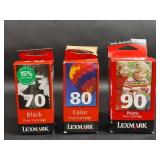 Three Lexmark Print Cartridges 70,80,90