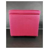 Fuchsia Linen Fabric Storage Ottoman