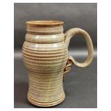 Signed Pottery Mug With Detailed Handle