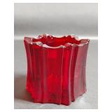 Fenton Ruby Red Hexagonal Ribbed Candle Holder