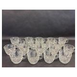 18 Clear Glass Geometric Design Punch Glasses Set