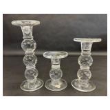 Three Elements Clear Glass Pillar Candle Holders