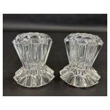 Two Geometric Edge Glass Votive Candle Holders