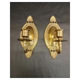Pair of Brass Hue Candelabra Wall Sconces