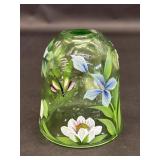 Fenton Signed Numbered Green Fairy Glass Lamp
