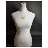 Cream Enamel Gold Toned Butterfly Necklace