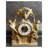 Vintage NRA Gibraltar Brass Hue Cast Metal Clock