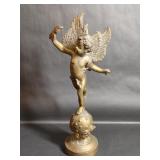 Vintage Bronze Toned Metal Celestial Cherub
