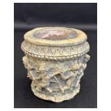 Cherub Angel Pottery Candle Holder & Glass Insert
