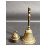 Vintage Brass Hand Bell & Vintage Small Brass Bell