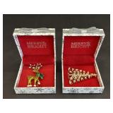 Merry & Bright Reindeer Christmas Tree Brooches