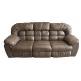 Taupe Faux Leather Reclining Sofa