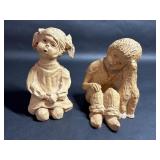 Signed Silvano Clay Look Boy Signed Clay Look Girl