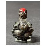 Carnelian Glass Silver Plate Perfume Bottle