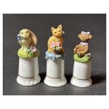 Three Vintage (1999) Avon Charming Tails Thimbles